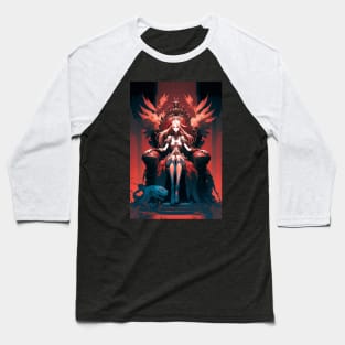 Anime Girl Queen of Hell sitting on Throne Baseball T-Shirt